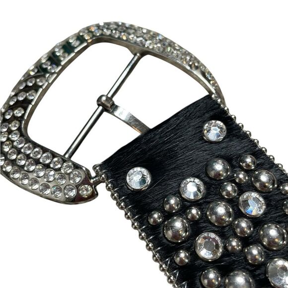 B.B. SIMON Fur and Crystal Embellished Western Belt Size Large - Picture 10 of 15